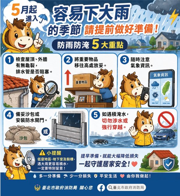 五月進入容易下大雨的季節　請提前做好準備